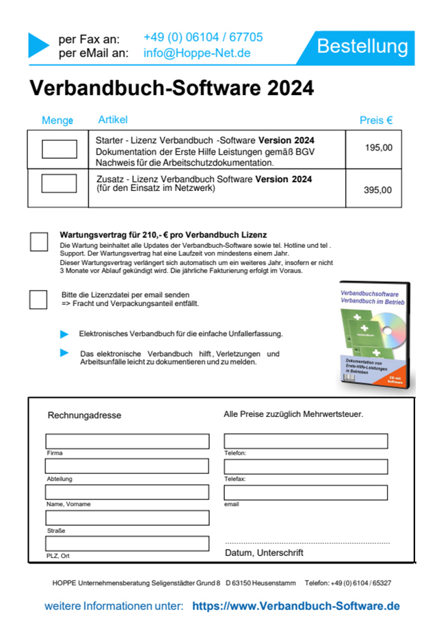 Bestellformular Verbandbuchsoftwareals PDF