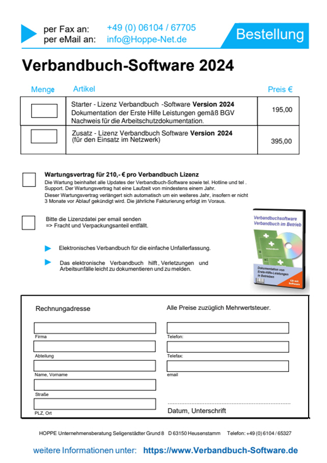 Verbandbuchssoftware: elektronisches Verbandbuch gemäß der  Berufsgenossenschaft. DSGVO konform. Gesetzliche Vorgaben einhalten